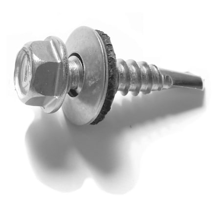 Self-Drilling Screw, #12 X 1 In, Stainless Steel Hex Head Hex Drive, 8 PK